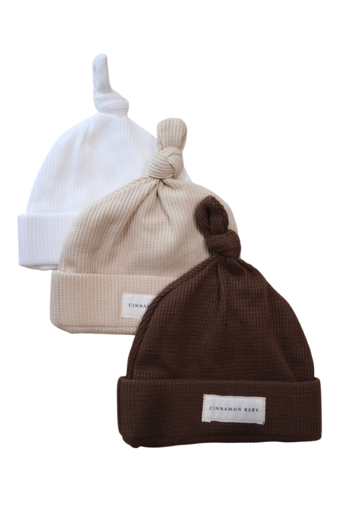 Cinnamon Baby Hat 3 Pack, White / Beige / Brown, 000