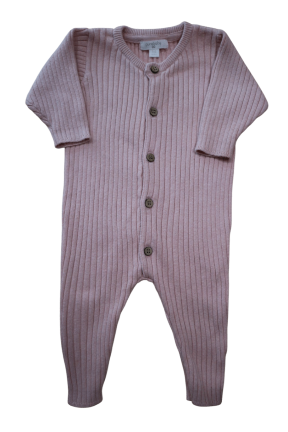 Purebaby Knit Jumpsuit, Pink, 00