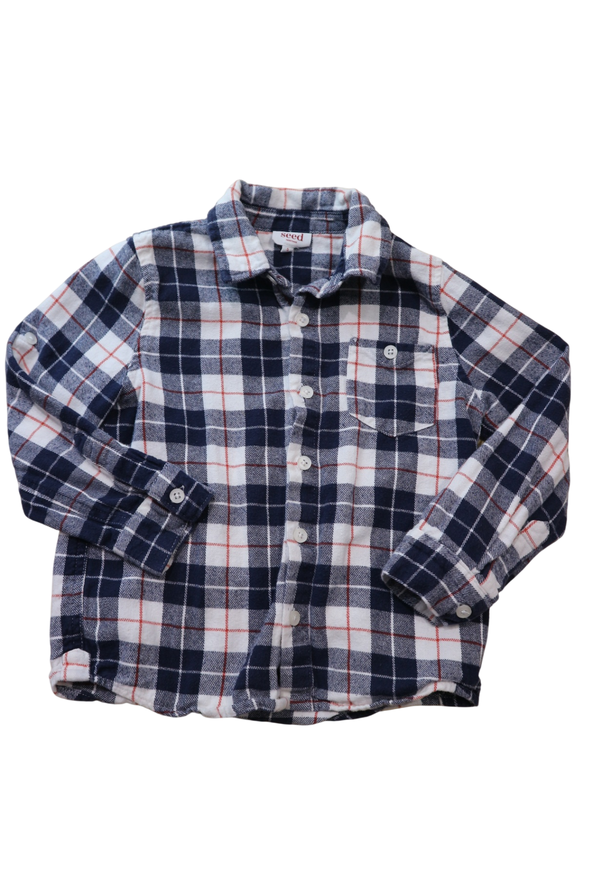 Seed Shirt, Navy, white, red plaid, 5