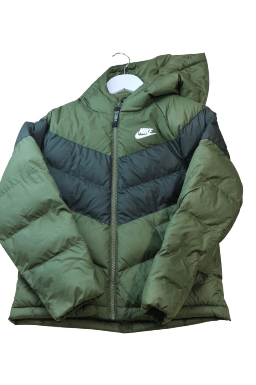 Nike Puffer Jacket, Olive green and black, 8-10
