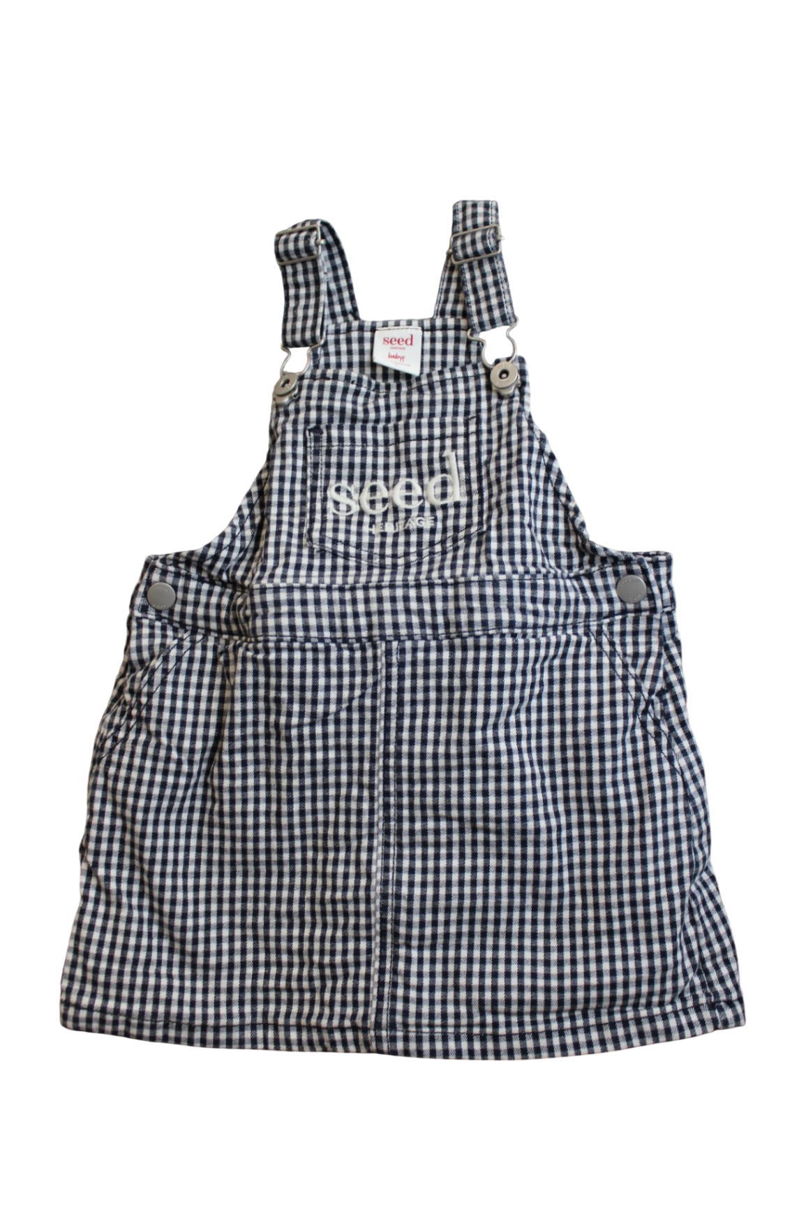 Seed Pinafore, black check, 1