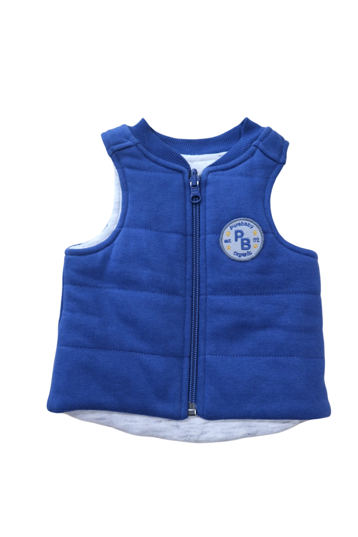 Purebaby Puffer Vest, Blue, Grey reversable, 000
