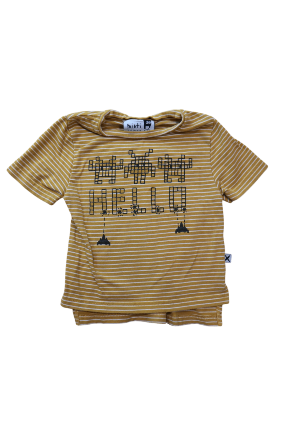 Minti T-Shirt, Mustard Yellow White Stripes, 1