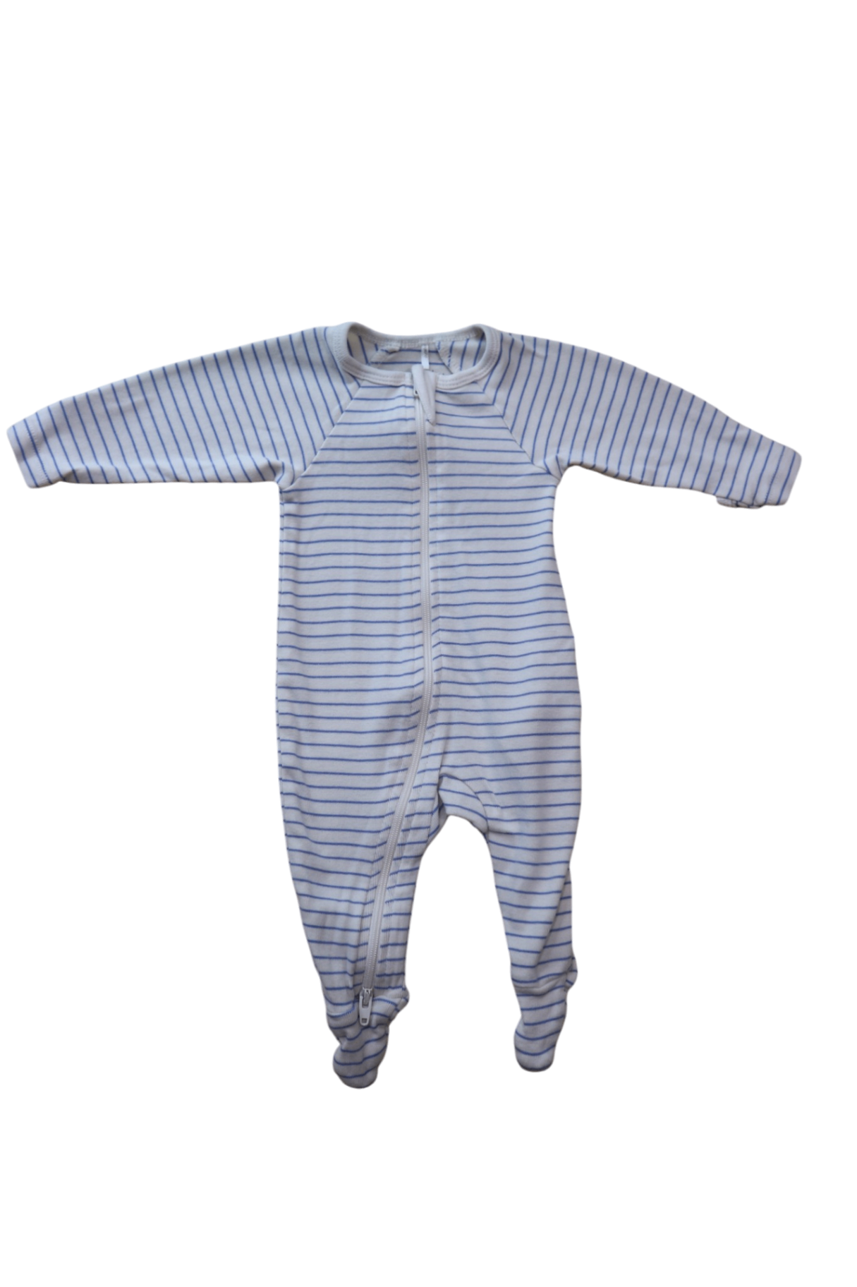 Purebaby Jumpsuit, White Blue Stripes, 0000