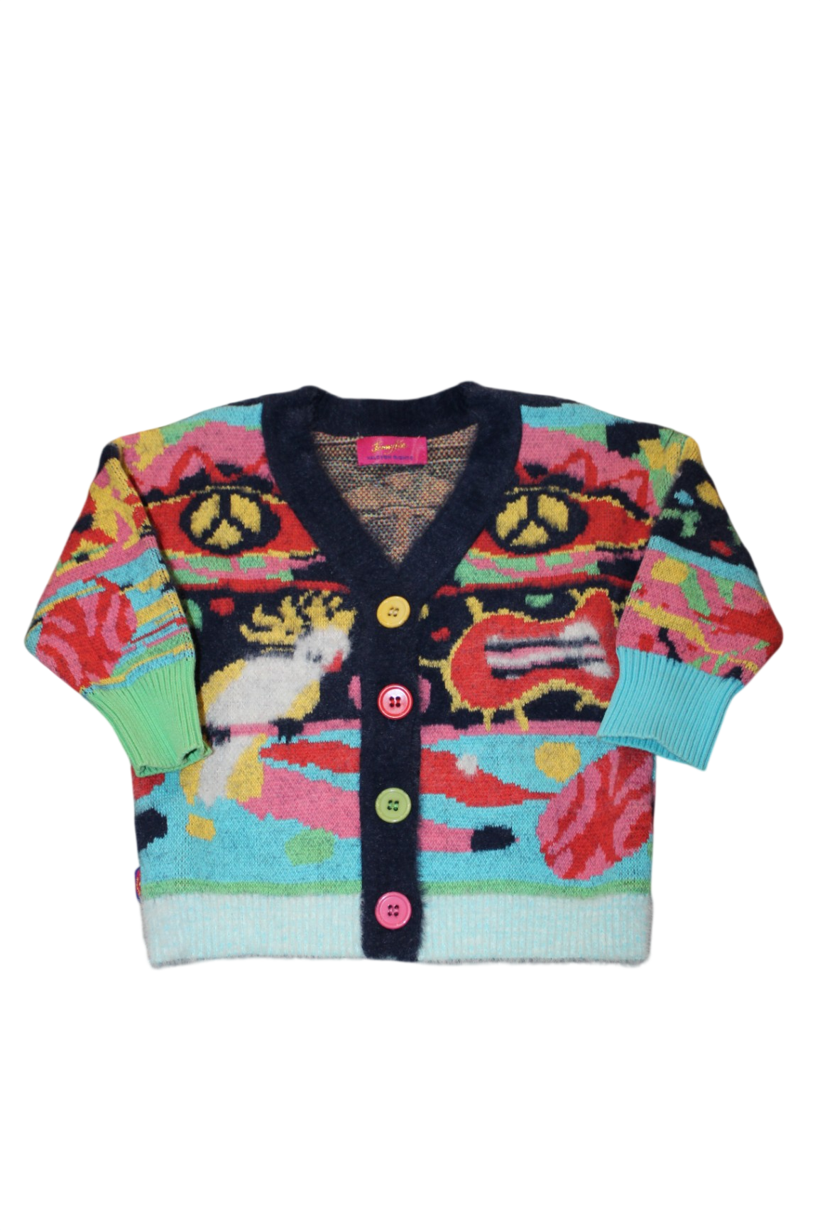 Halcyon Nights x Jenny Kee Cardigan, Multicolour with navy, 1
