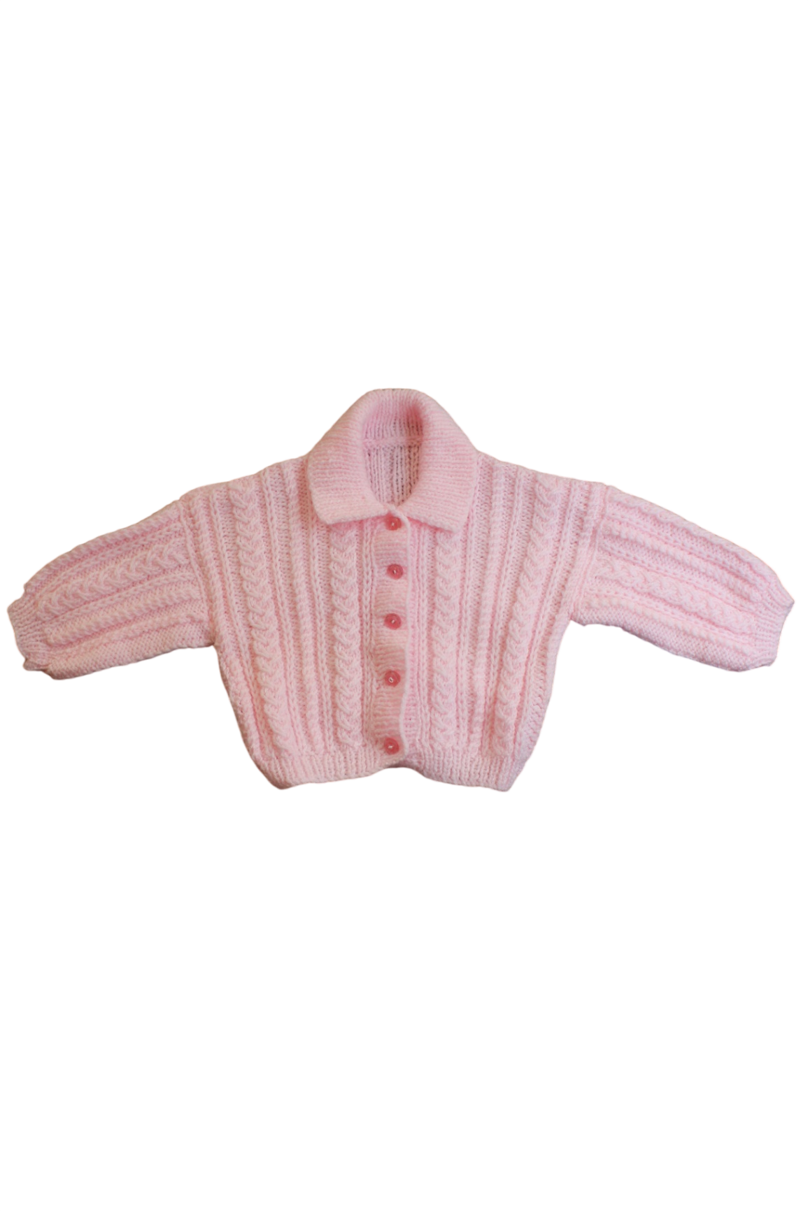 Handknit Knit Cardigan, Pink, 00