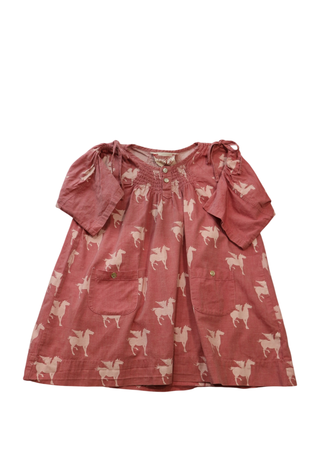Paper Wings Dress, Dusty pink with cream print, 3