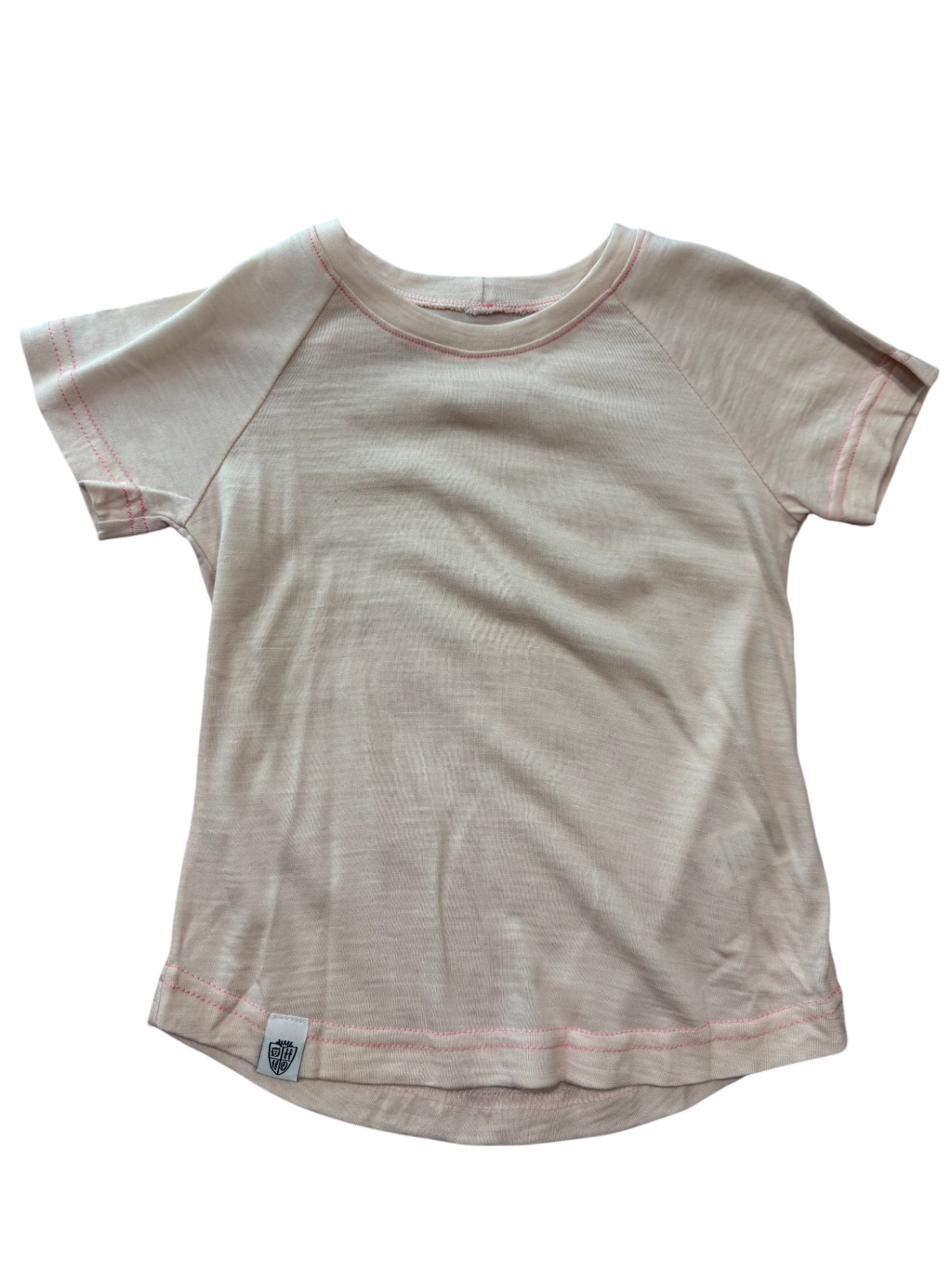 Holly and Humphrey T-Shirt, Cream/Fluro green stitch, 8