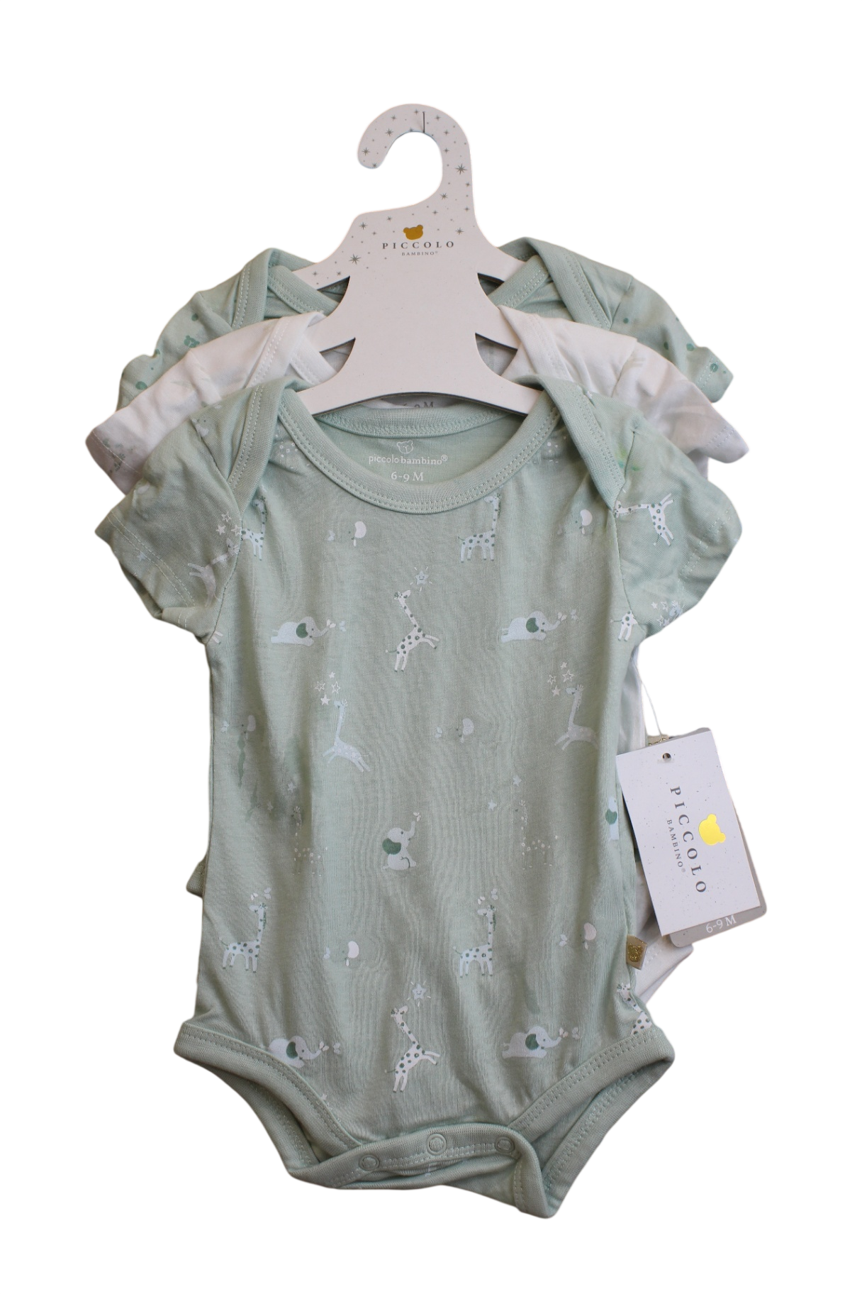 Piccolo Bambino Bodysuit 3 Pack, green/white, 0