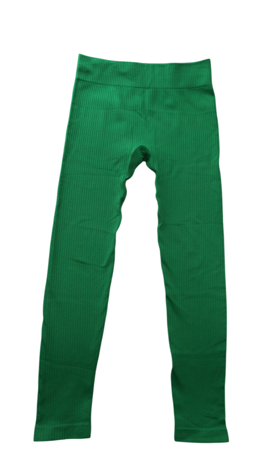 Cotton Knit Leggings, Green, 7-8Y