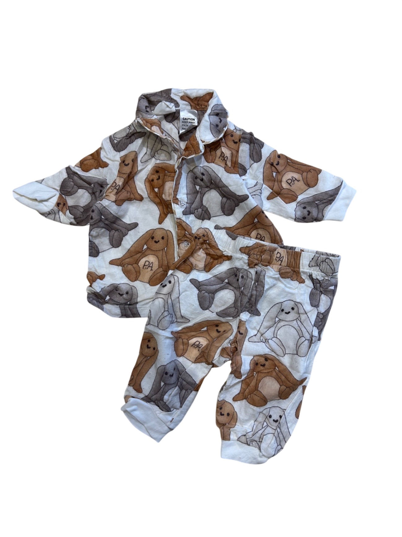 Peter Alexander Pyjama Set, White, brown and grey, 0