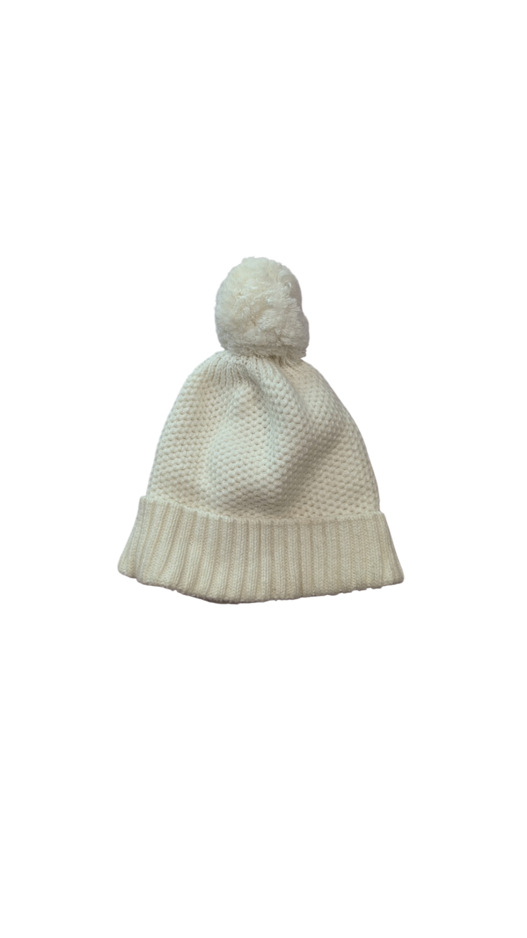Cotton Beanie, White, 0-6M