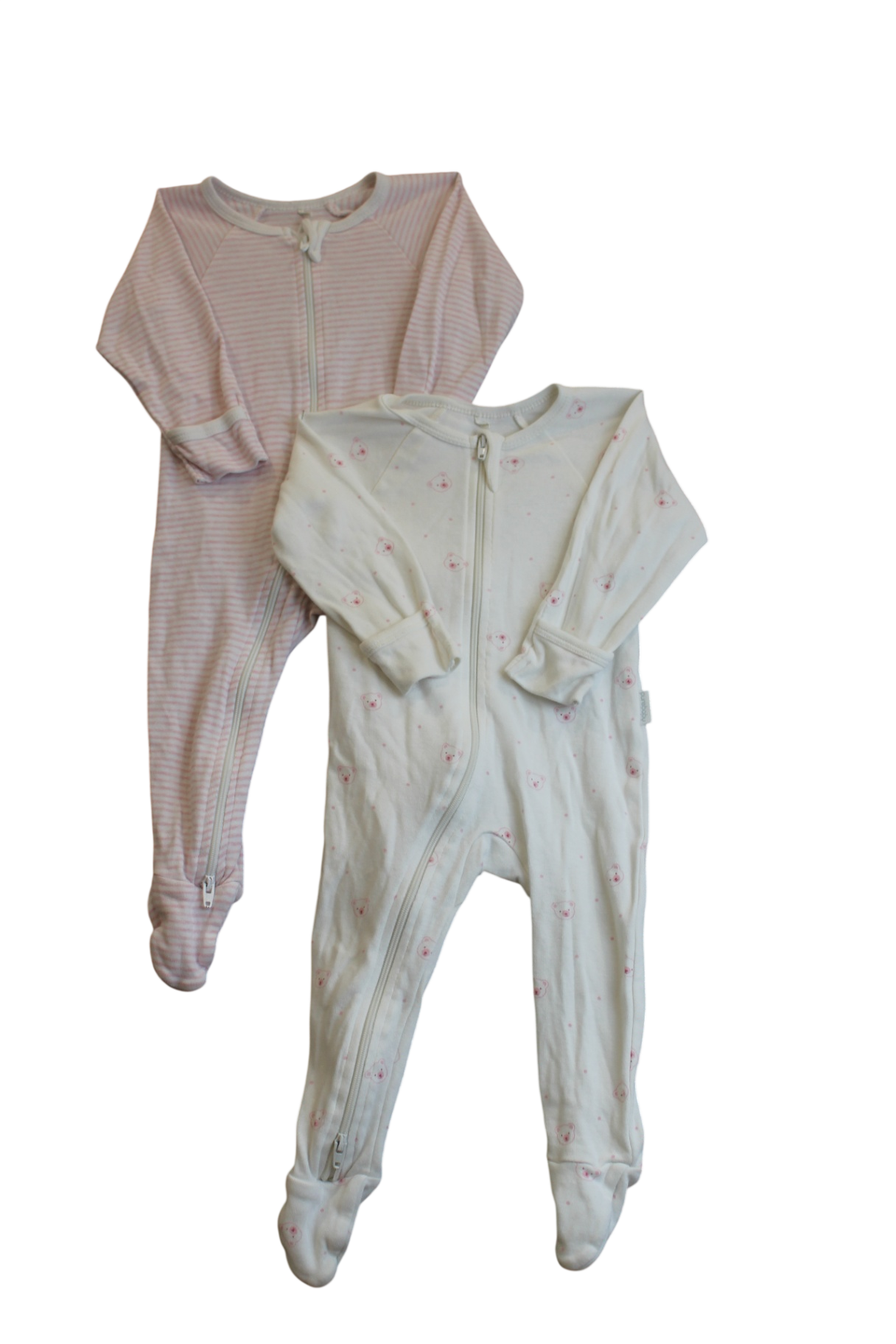 Purebaby Jumpsuit 2 Set , Pink and White, 00