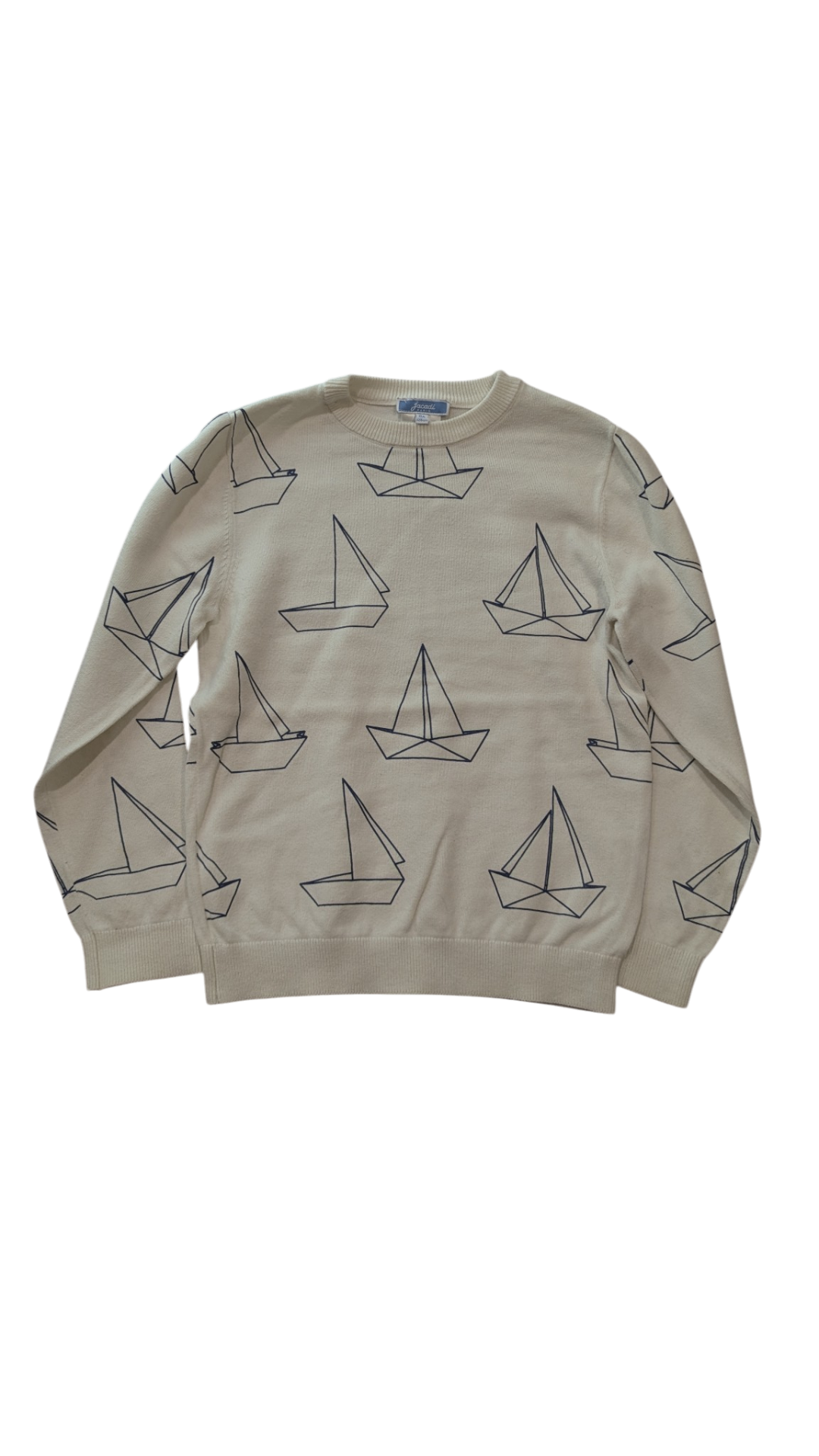 Jacadi Jumper, Cream w Origami Boat Prints, 8