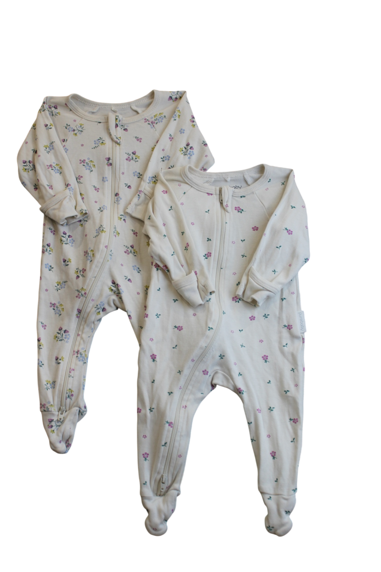 Purebaby Jumpsuit 2 Set, Cream with multicolour floral print, 000