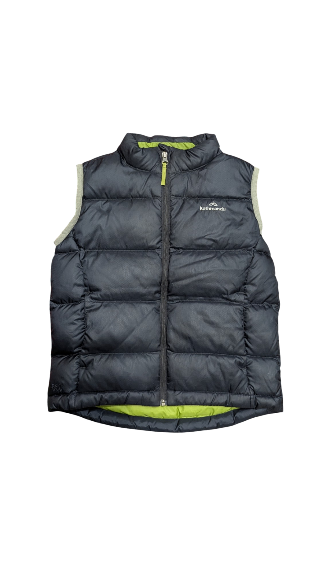 Kathmandu Puffer Vest, Black w Lime & Grey Trims, L