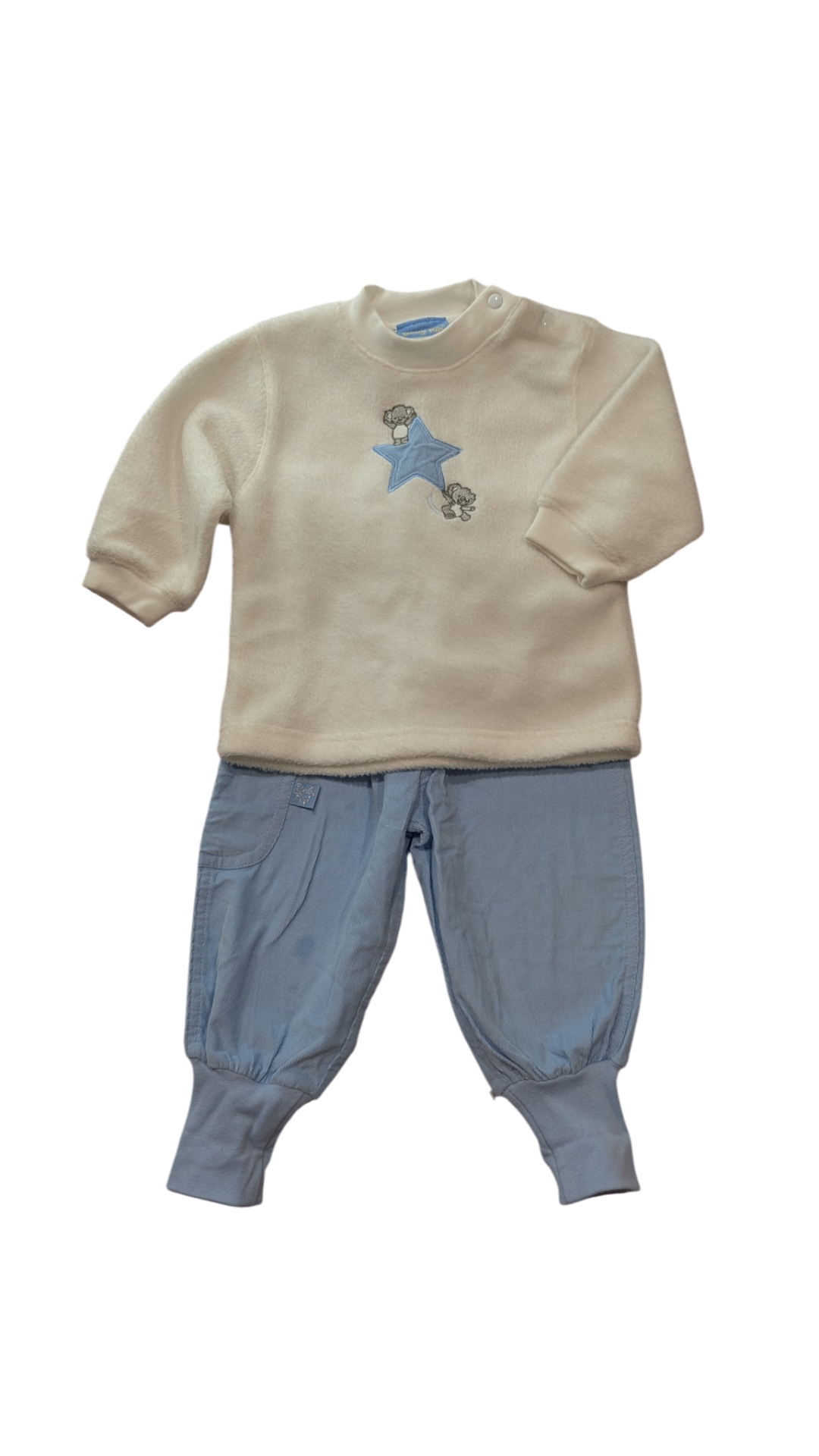 Baby Kip Tracksuit Set, Cream & Light Blue, 0
