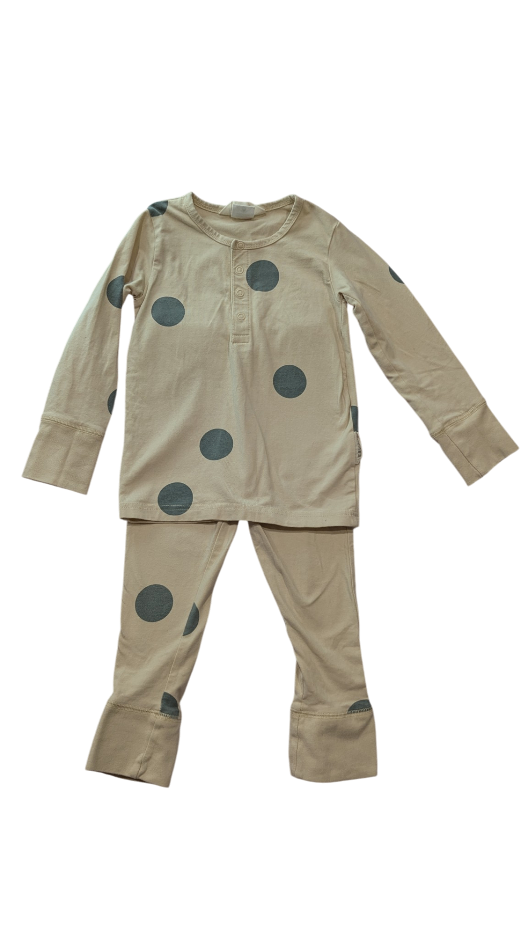 The Rest Pajama Set, Beige w Dusty Green Spots, 2-3Y