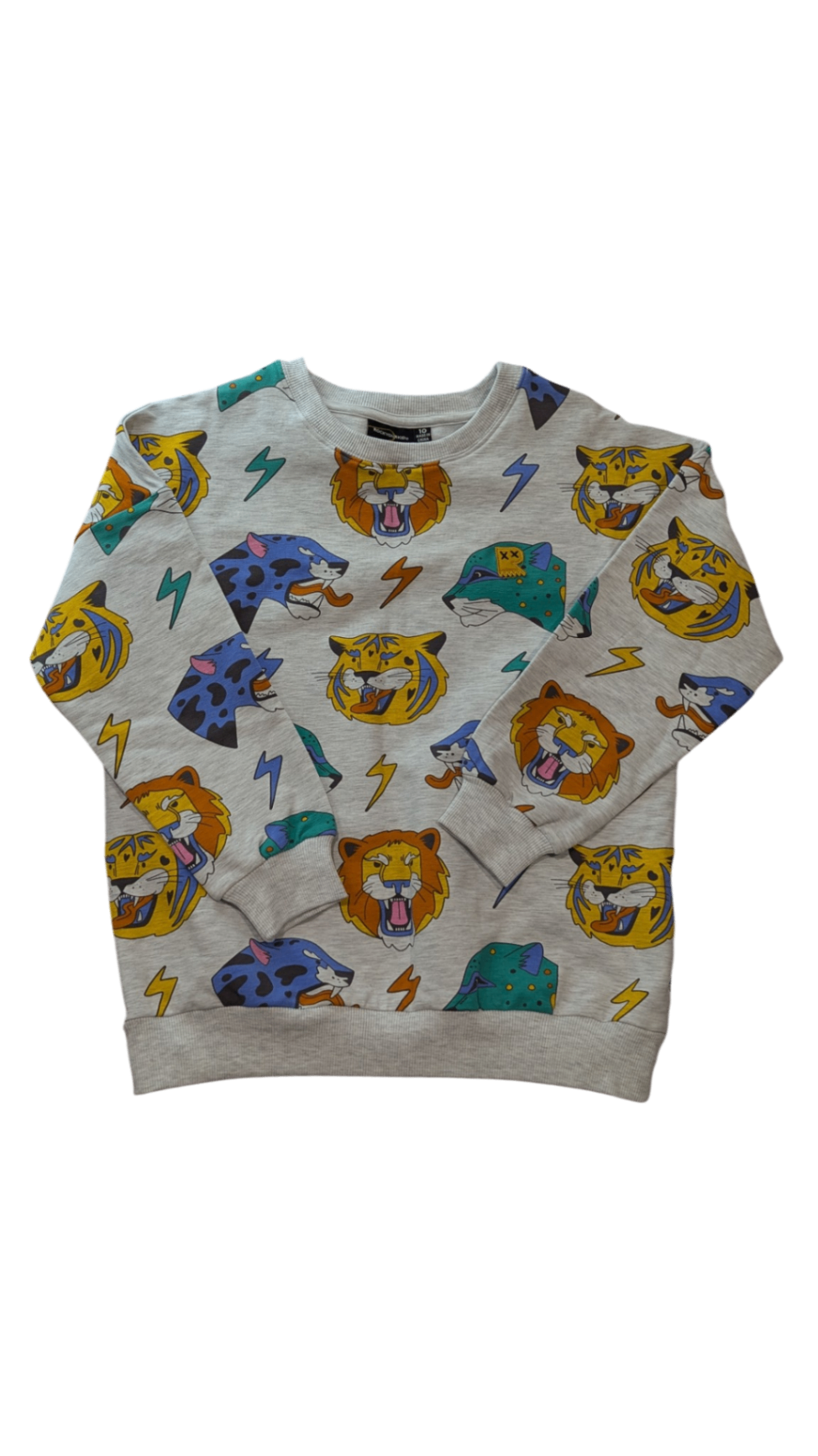 Rock Your Kid Jumper, Grey Multi Tiger Lion, 10