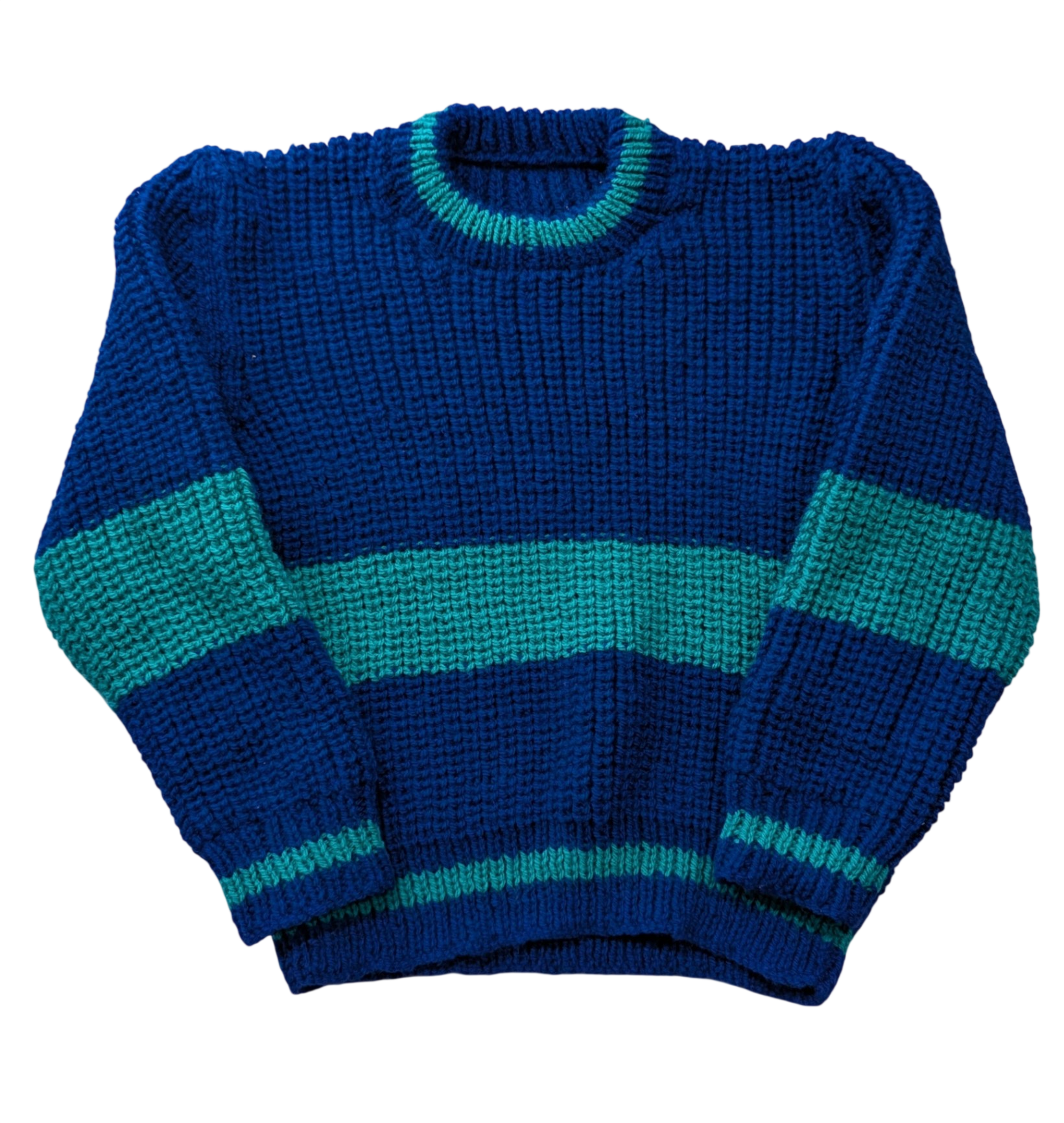 handmade Knit Jumper, Blue and teal, 4?