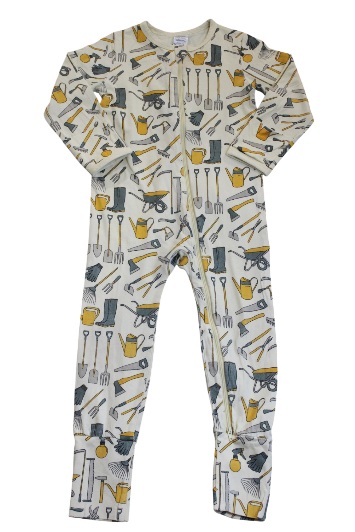Save Our Sleep Jumpsuit, Cream with yellow and grey print, 2