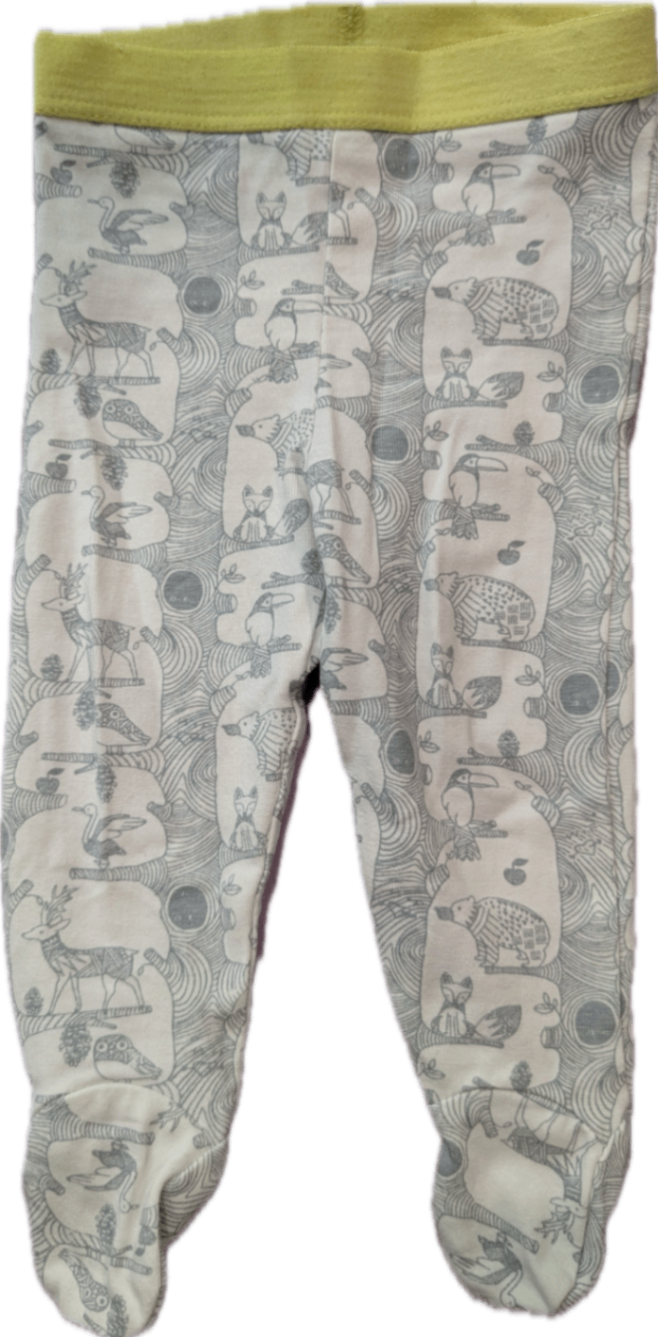 Wilson & Frenchy Footed Leggings, white/sage print/fluro waistband, 000