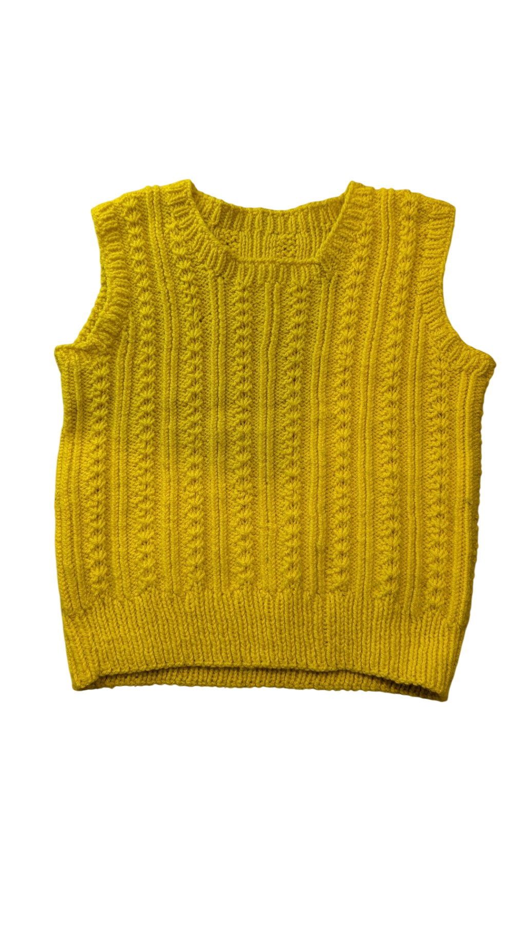 Handknit Vest, Mustard Yellow, 3-4