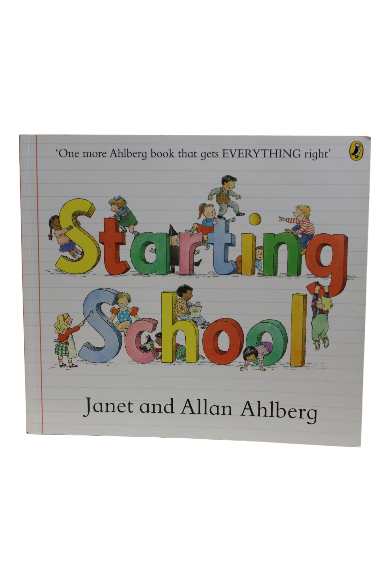 Starting School, White with multicolour illustration