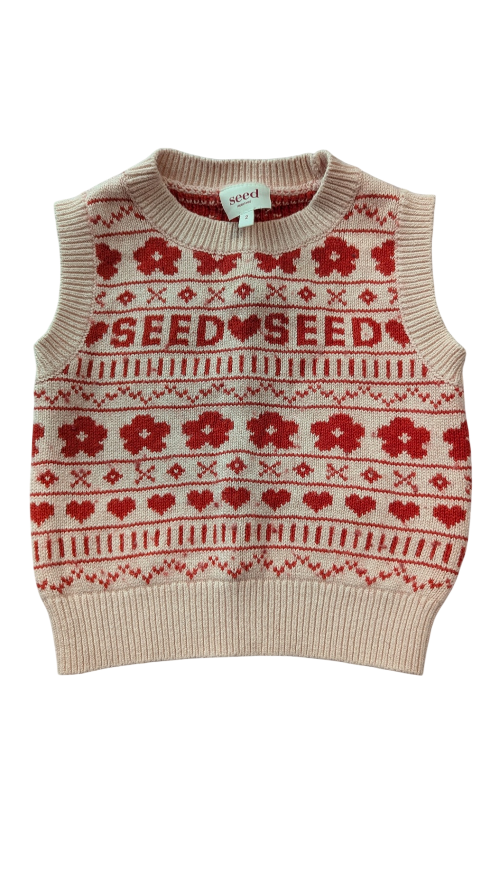 Seed Heritage Vest, Beige and Red, 2