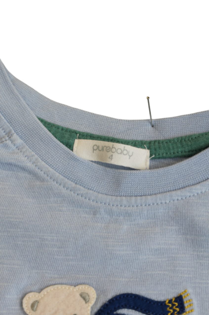 Purebaby Long-Sleeve T-Shirt, Light Blue, 4