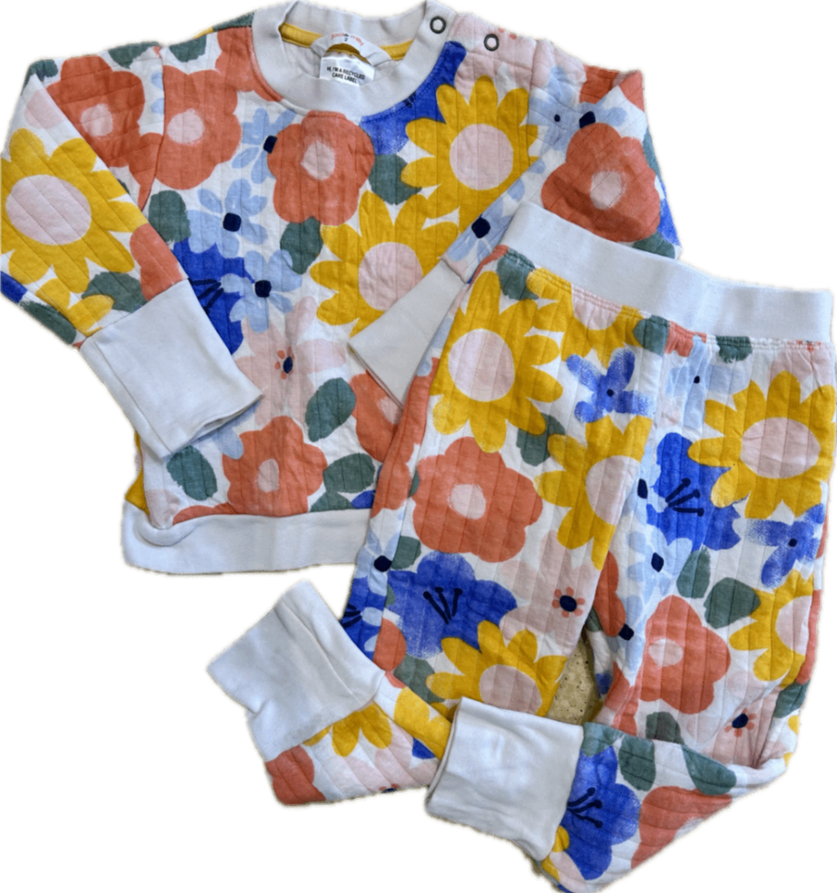Jack & Milly Tracksuit Set, White with multicolour floral print, 2