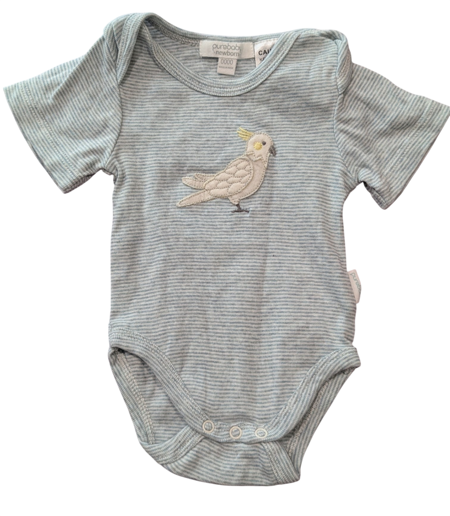 Purebaby Bodysuit, Blue White stripe, 0000