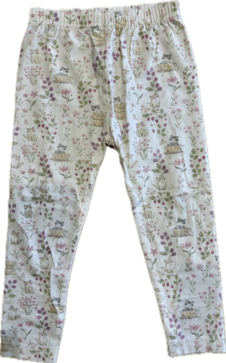 Jamie Kay Leggings, White with multicolour floral and cat print, 2