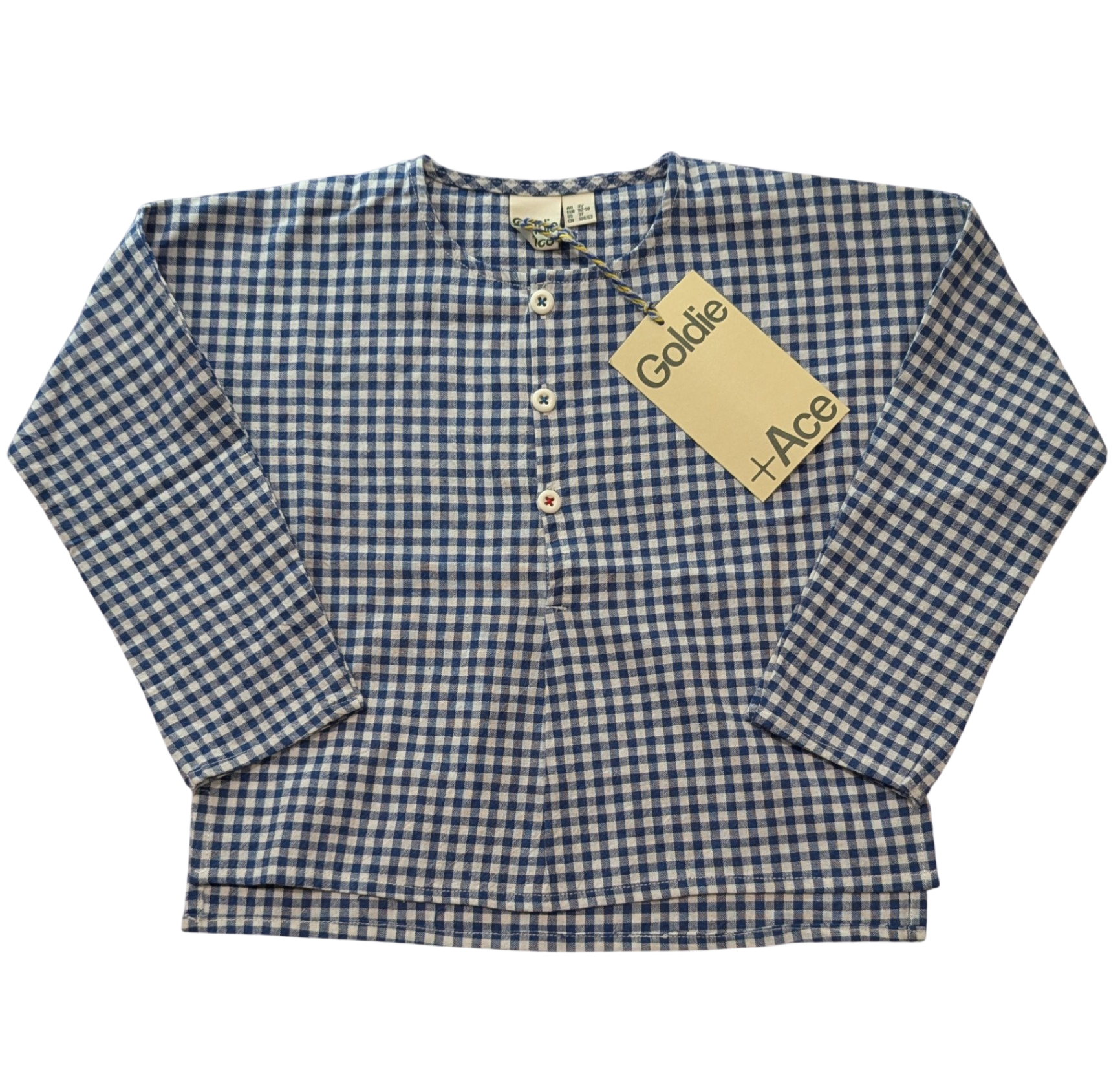 Goldie + Ace Shirt, Blue and White Gingham, 3