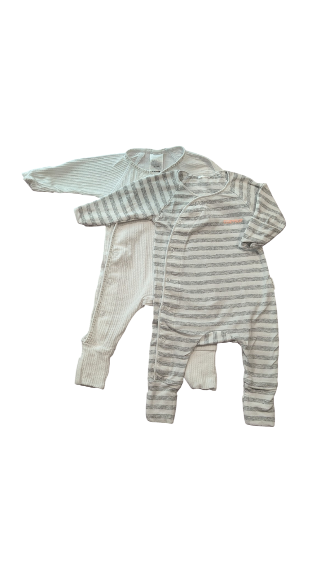 Bonds Jumpsuit Set, White Grey Stripes, 0000