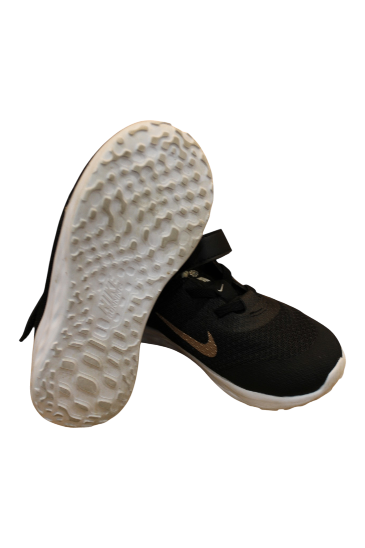 Nike Shoes, Black with copper-gold accents and white soles, US 9/EUR 26