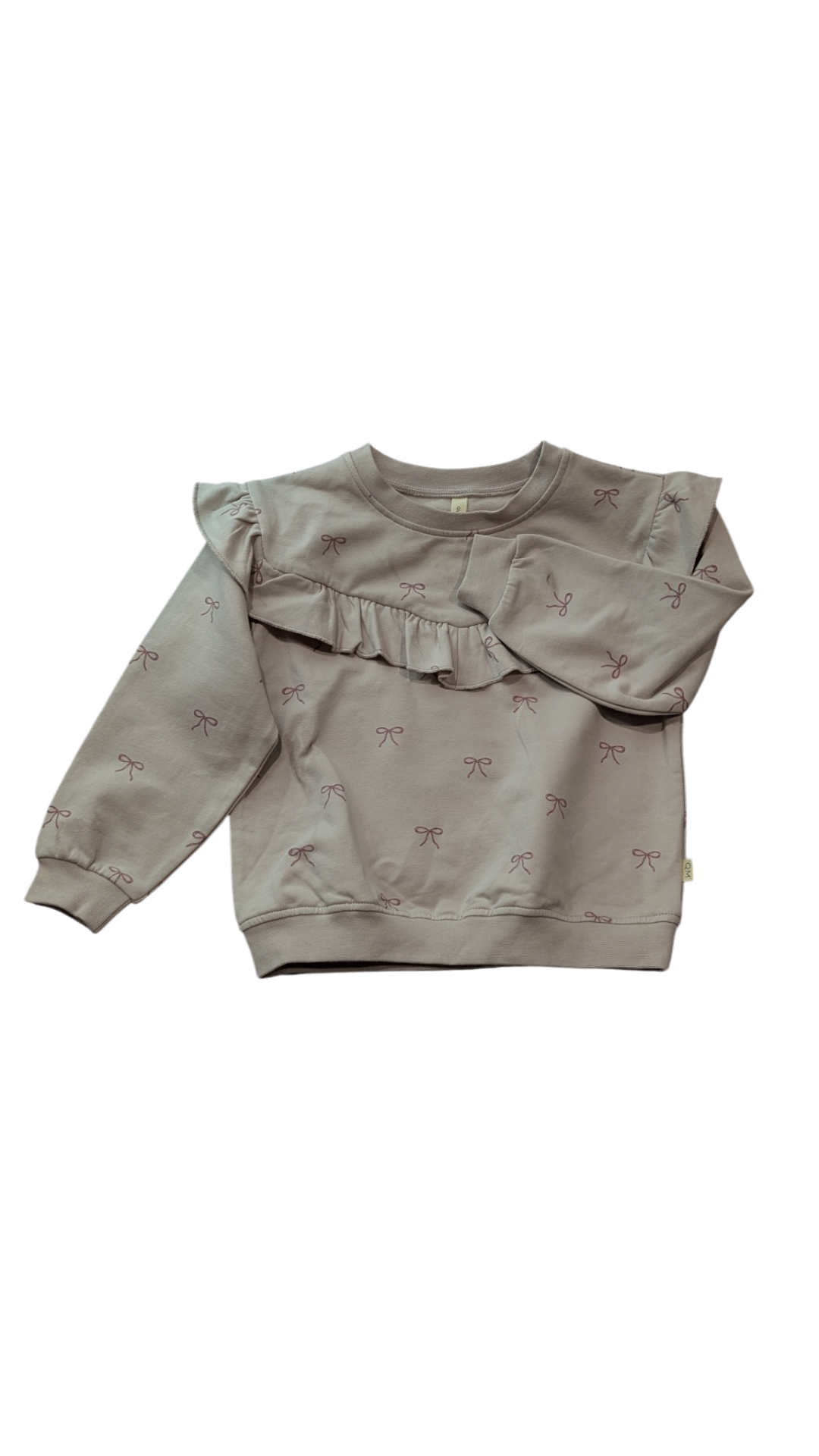 Quincy Mae Jumper, Dusty Pink w Bow Prints, 02-3Y