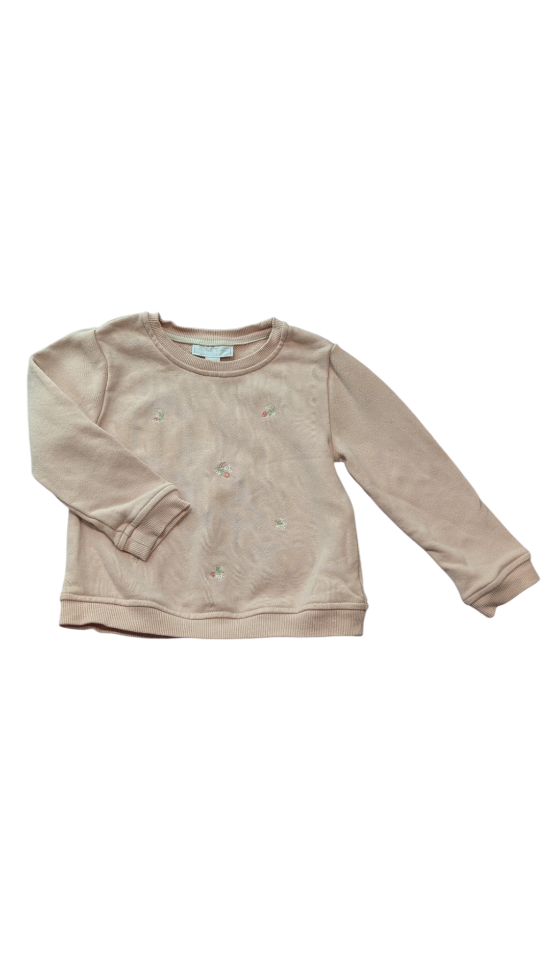 The Little White Company Jumper, Pink w Strawberries, 1-2Y