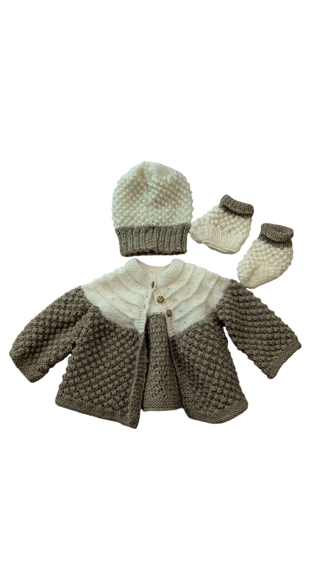 Handmade Cardigan Set, Cream Taupe, 0000