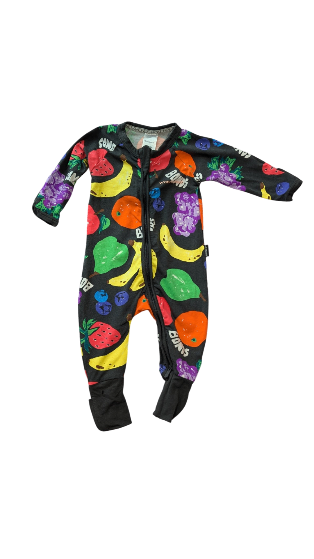 Bonds Jumpsuit, Black w Multi Fruits, 000
