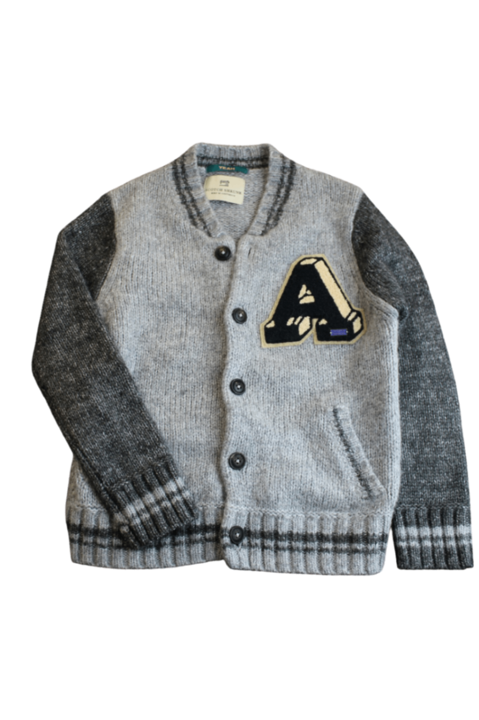 Scotch Shrunk Cardigan, Grey and charcoal, 7