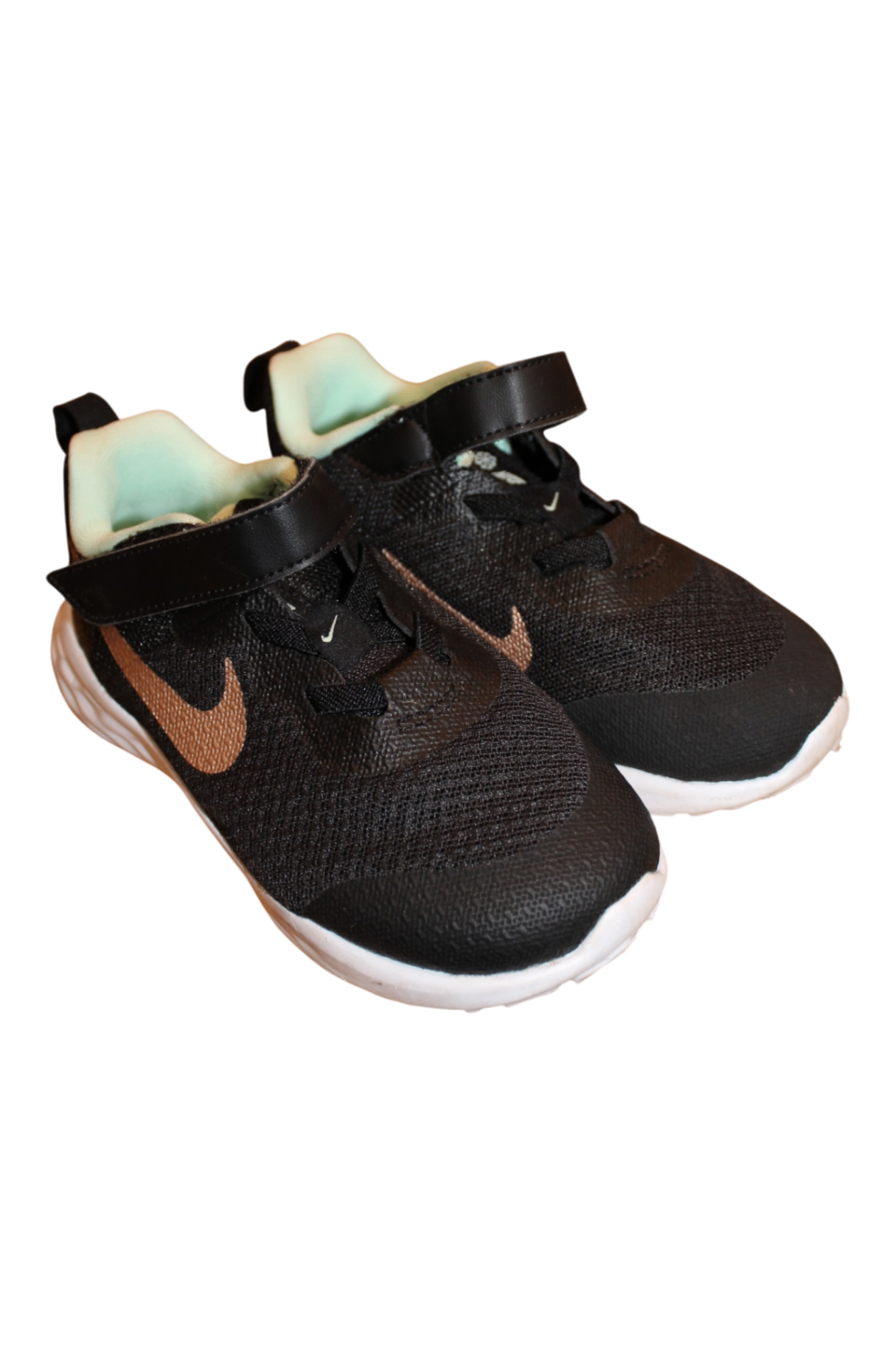 Nike Shoes, Black with copper-gold accents and white soles, US 9/EUR 26