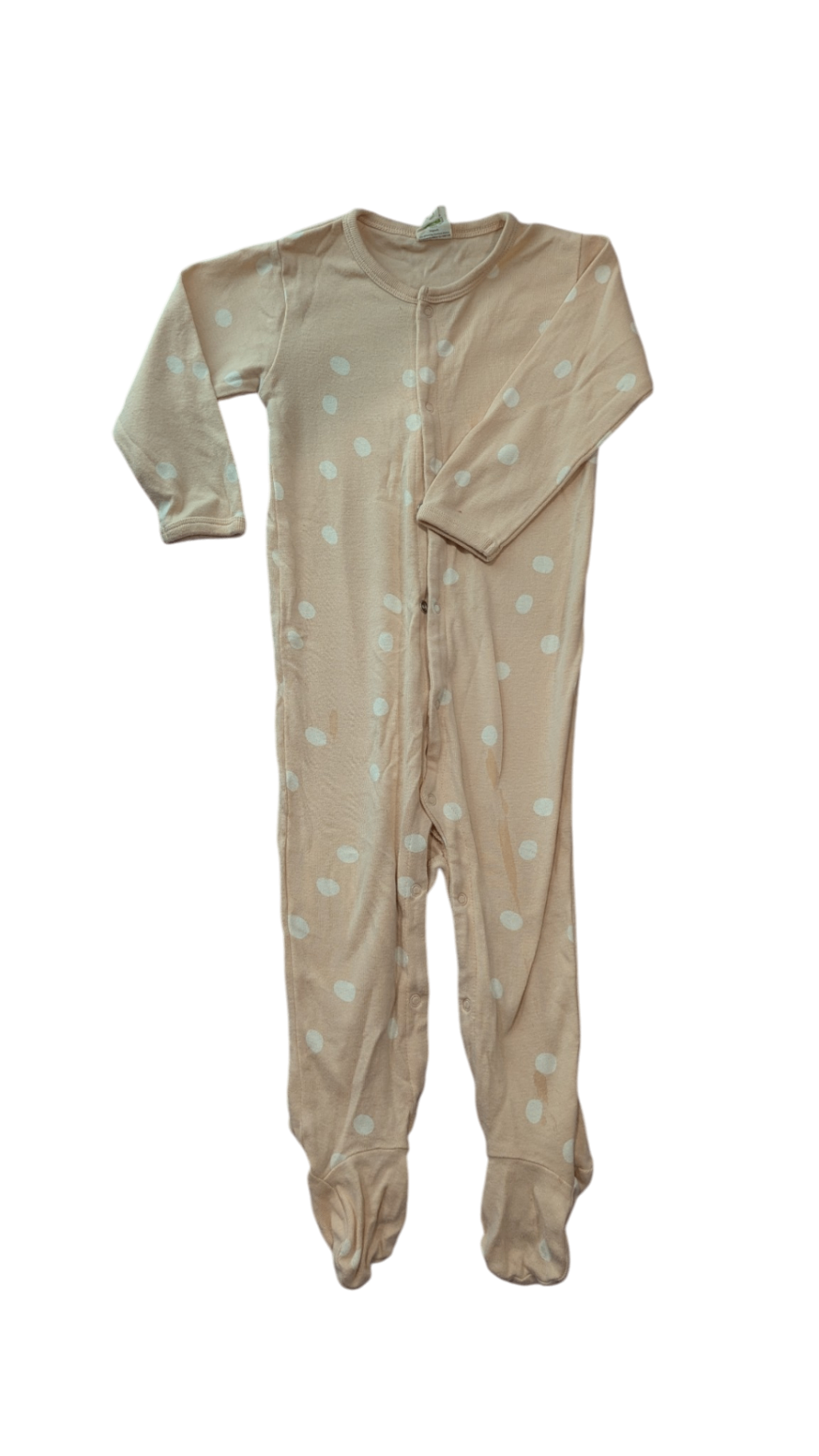 Nature Baby Jumpsuit, Peach w Polka Dots, 0