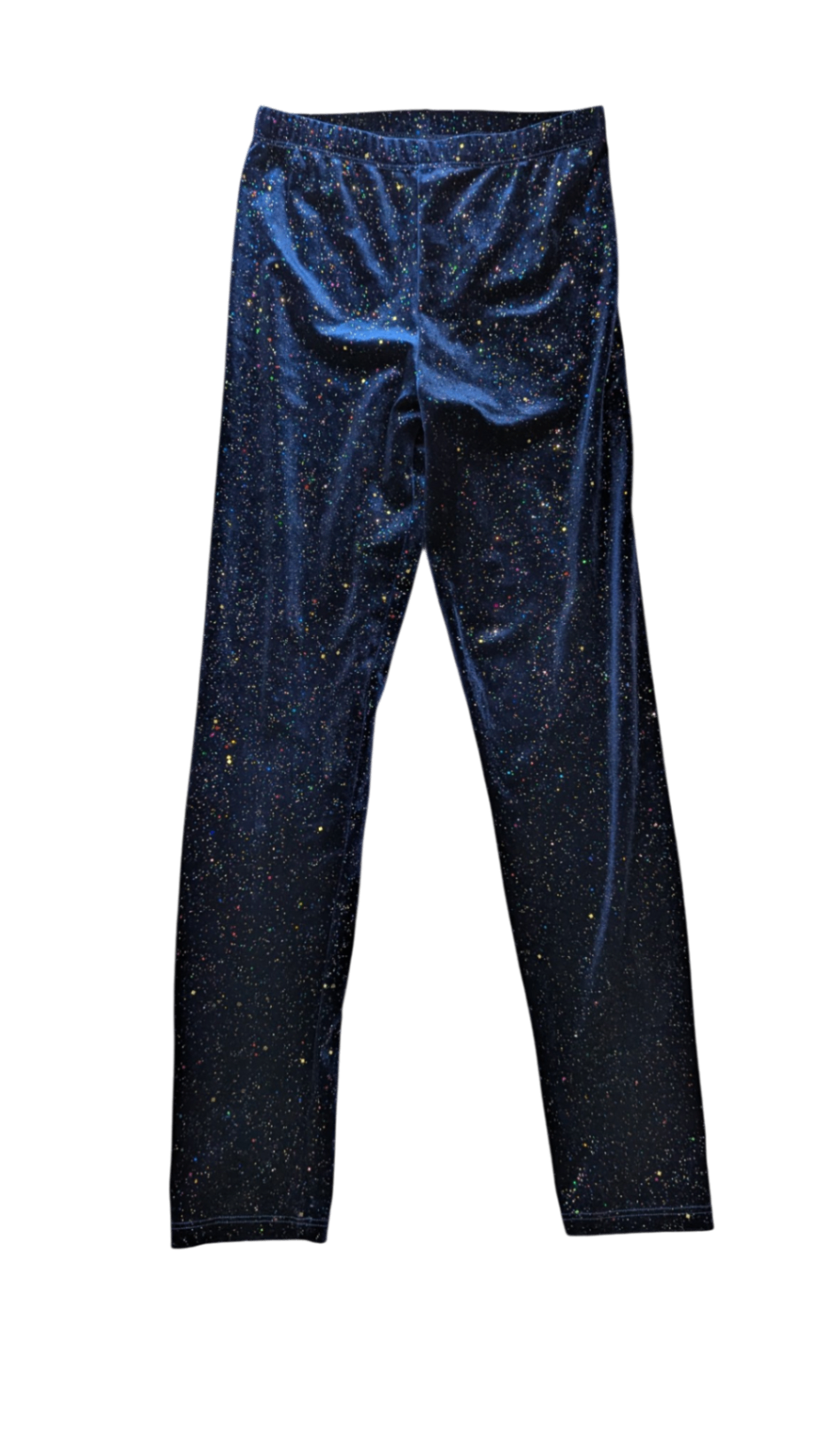 John Lewis Leggings, Navy blue with multicolour sparkles, 11