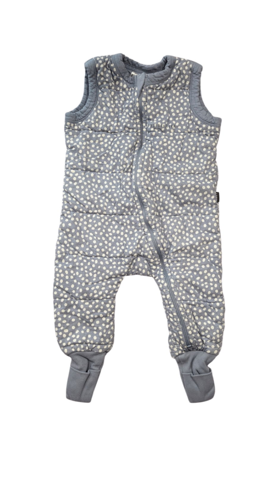 Bonds Sleepsuit, Blue-grey with white polka dots, 0