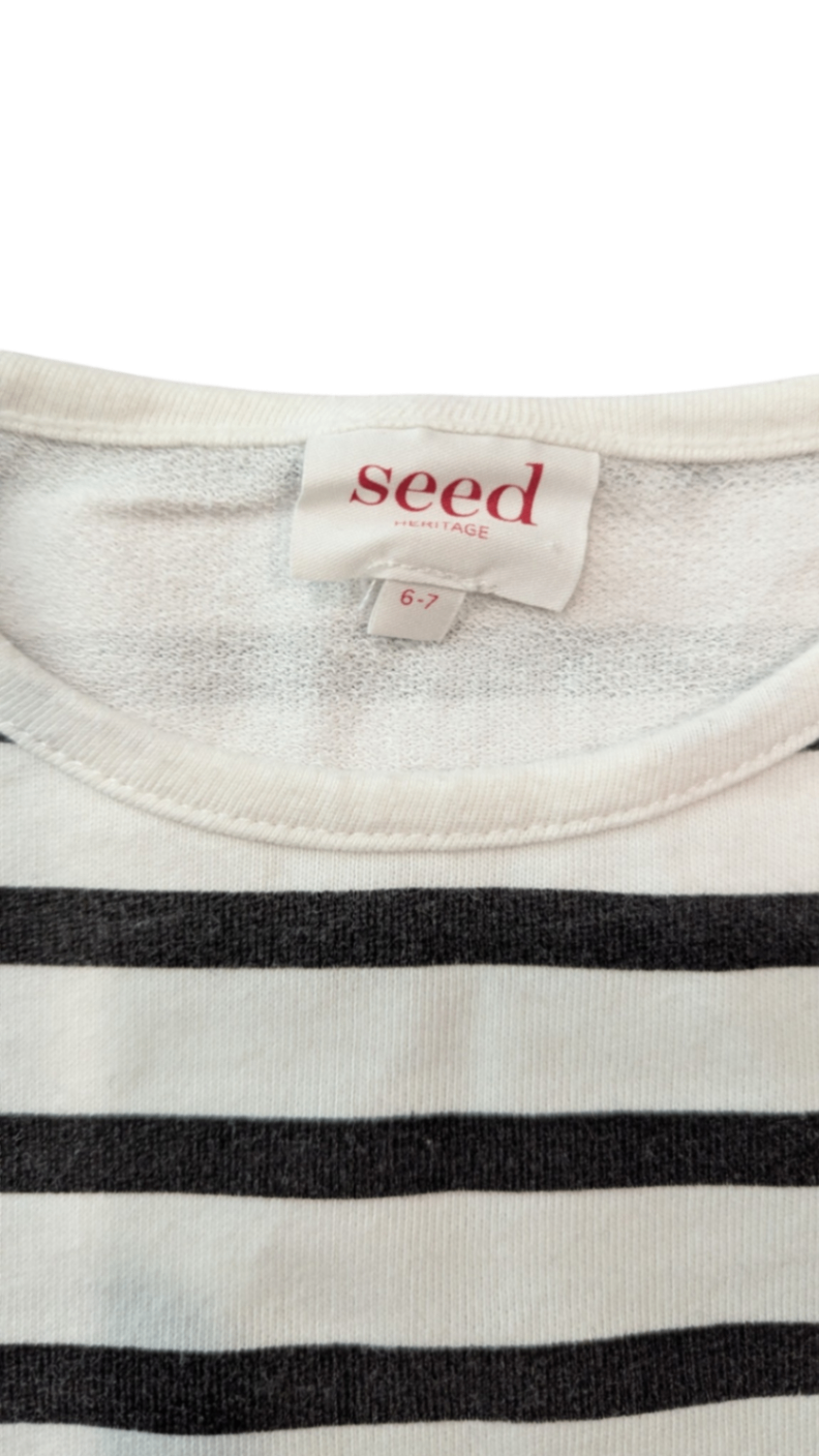 Seed Heritage Long-Sleeve T-Shirt, White and Black, 6-7