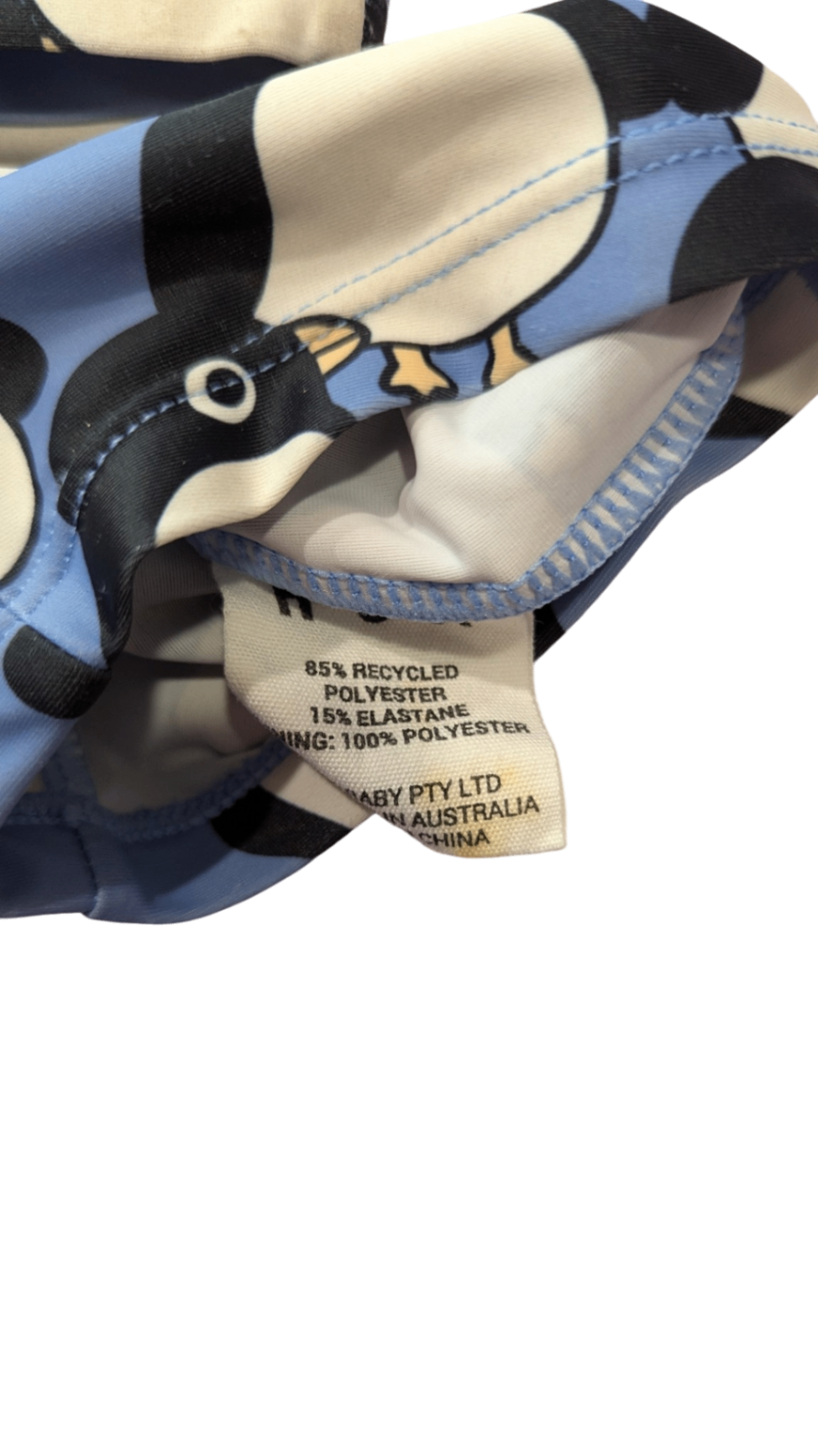 HUXBABY Sunsuit, Blue with black and white print, 0