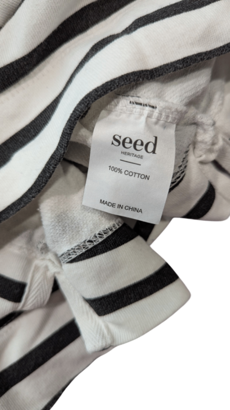 Seed Heritage Long-Sleeve T-Shirt, White and Black, 6-7