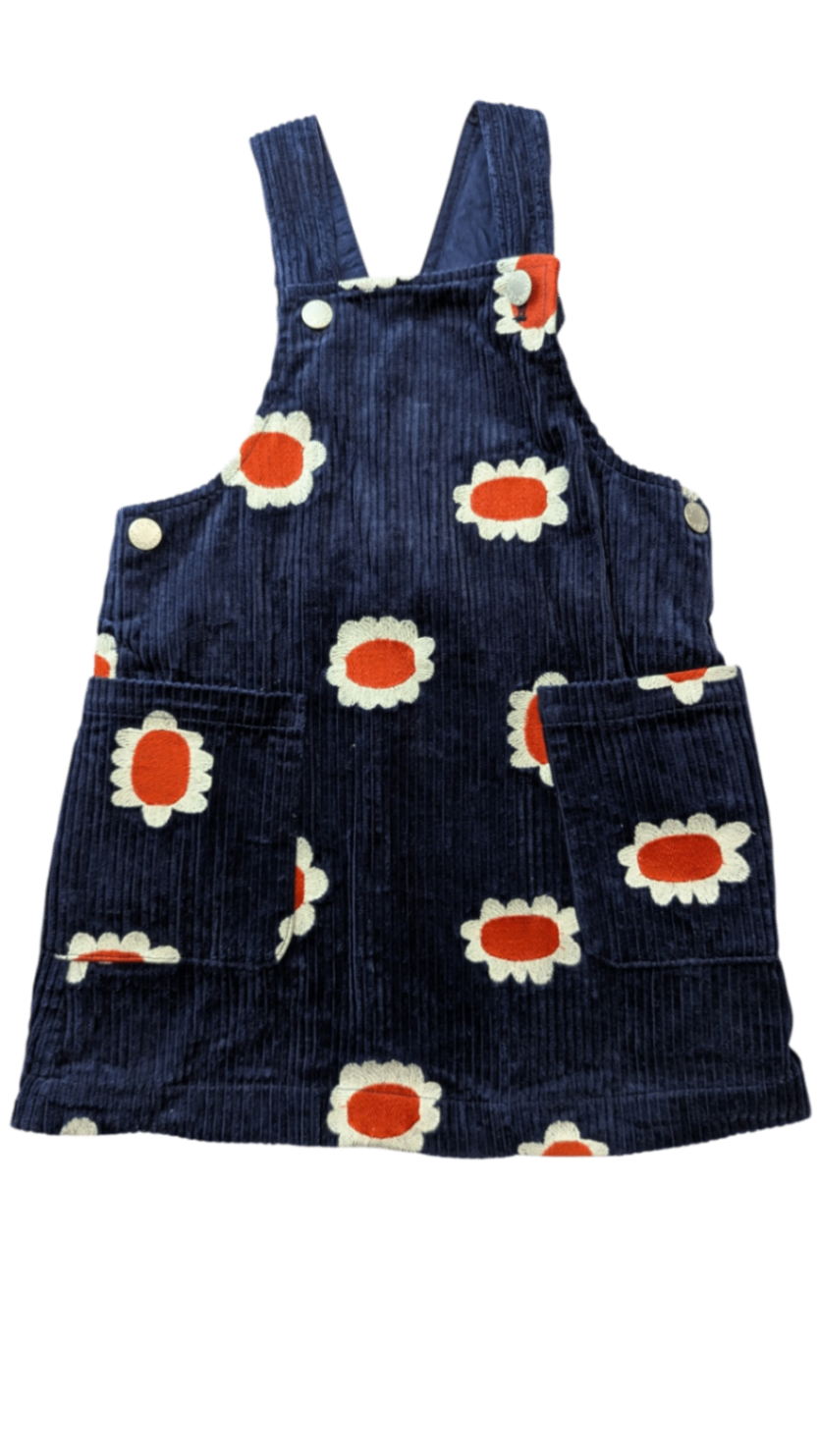 Gorman Playground Dress, Navy blue with red and white floral print, 3-4