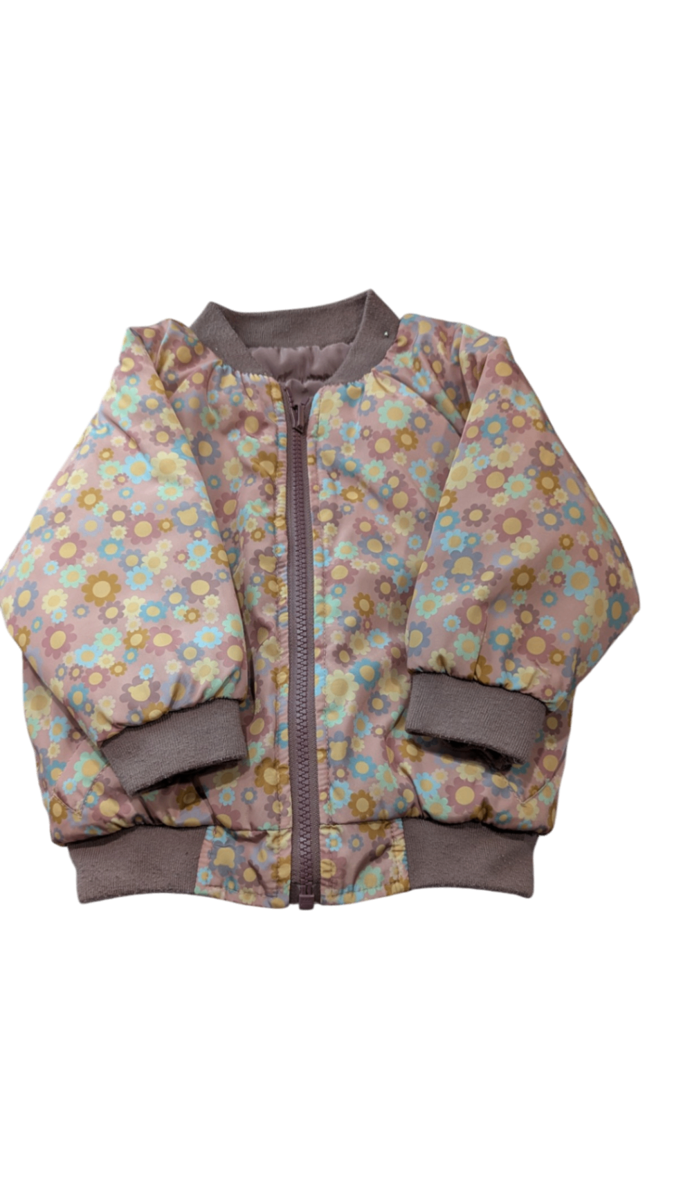 HUXBABY Puffer Jacket, Pink, mauve and brown, 1